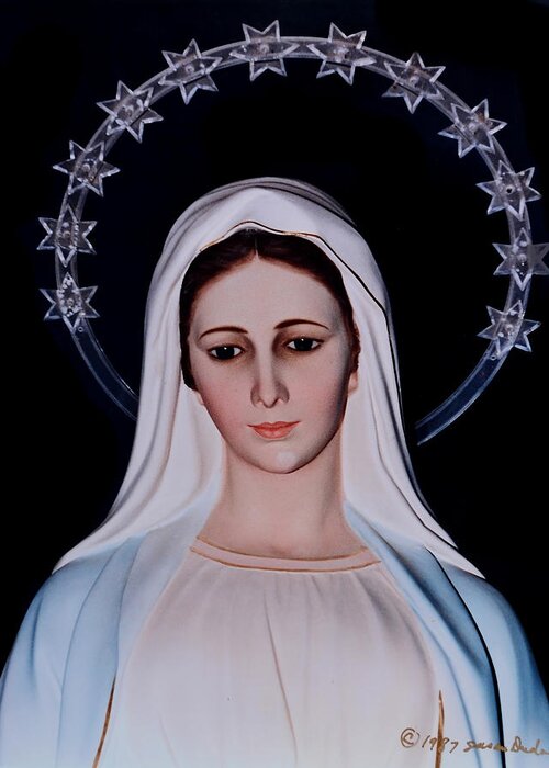 Religious Art Greeting Card featuring the photograph Contemplative Our Lady Queen of Peace by Susan Duda
