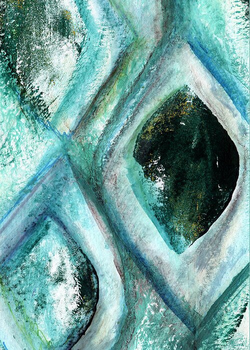 Contemporary Abstract Painting Greeting Card featuring the painting Contemporary Abstract- Teal Drops by Linda Woods
