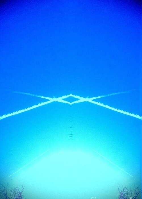 Contrails Greeting Card featuring the photograph Chemtrail Pyramid by Karen Newell