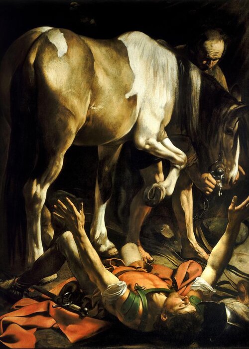 Conversion On The Way To Damascus Greeting Card featuring the painting Conversion on the Way to Damascus by Michelangelo Caravaggio