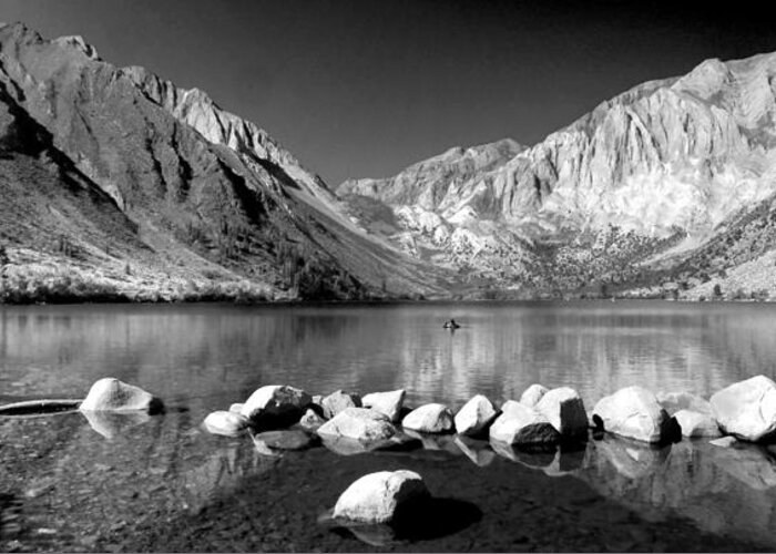 High Sierras Greeting Card featuring the photograph Convict Lake Pano in Black and White by Lynn Bauer