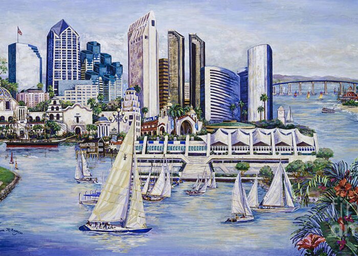 Sue Greeting Card featuring the painting Convis Convention Center by Glenn McNary