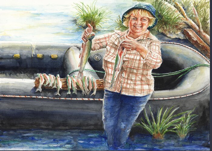 Watercolor Greeting Card featuring the painting Cooks Catch by Arthur Fix