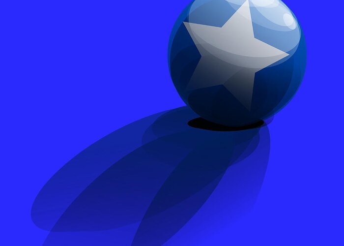 Blue Greeting Card featuring the digital art Blue Ball decorated with star grass blue background by Vintage Collectables