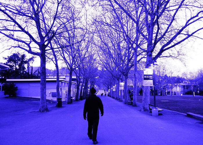Man Silhouette Greeting Card featuring the photograph Cool Blue Winters Walk by Kym Backland
