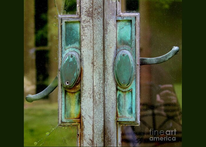 Door Greeting Card featuring the photograph Copper DoorKnobs by Karen Adams