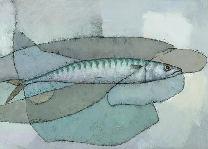 Fish Greeting Card featuring the painting Cornish Mackerel by Steve Mitchell