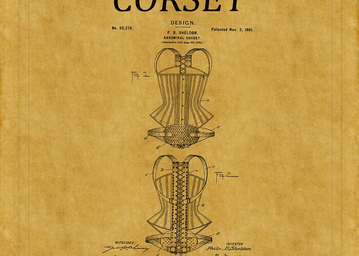 Corset Greeting Card featuring the photograph Corset Patent 10 by Andrew Fare