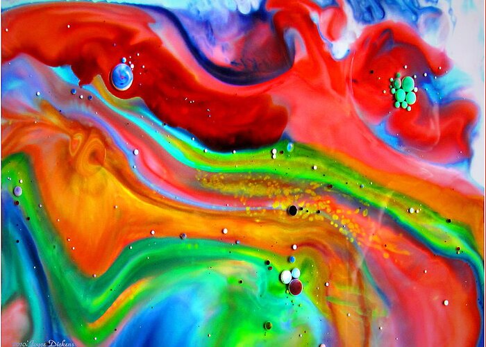 Liquid Art Greeting Card featuring the painting Cosmic Lights by Joyce Dickens