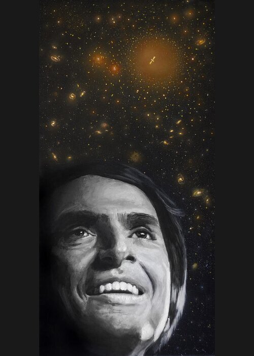 Carl Sagan Greeting Card featuring the painting Cosmos- Carl Sagan by Simon Kregar