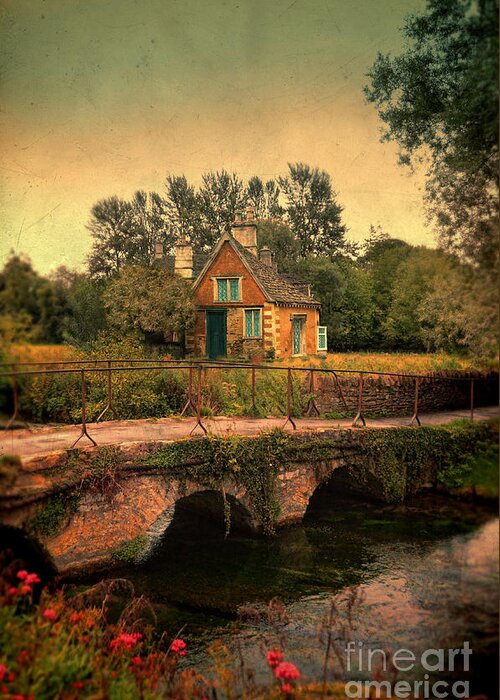 Cotswold's Greeting Card featuring the photograph Cottage by the River by Jill Battaglia