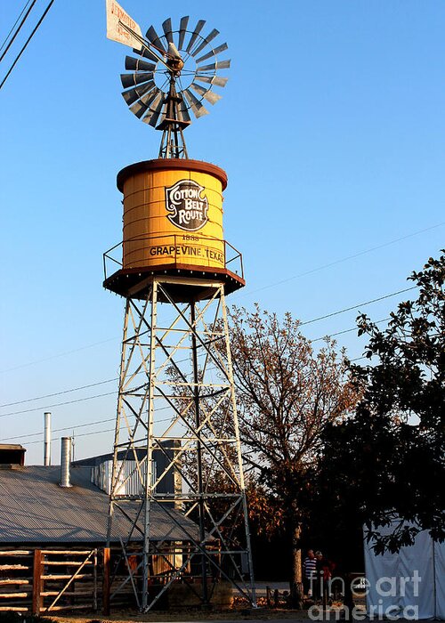 Cotton Belt Route Greeting Card featuring the photograph Cotton Belt Route Water Tower in Grapevine by Kathy White