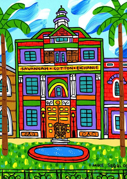 Cotton Exchange Greeting Card featuring the painting Cotton Exchange Building Savanna Georgia by Mike Segal