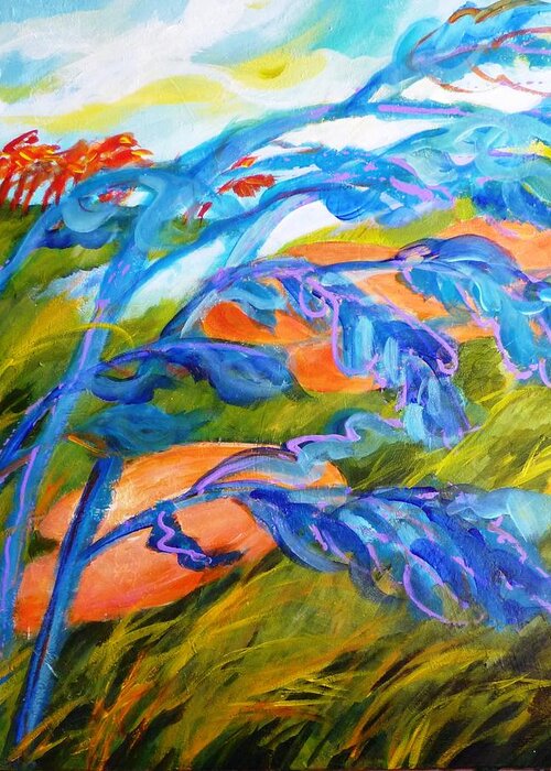 Windy Greeting Card featuring the painting Count the Wind by Betty M M Wong