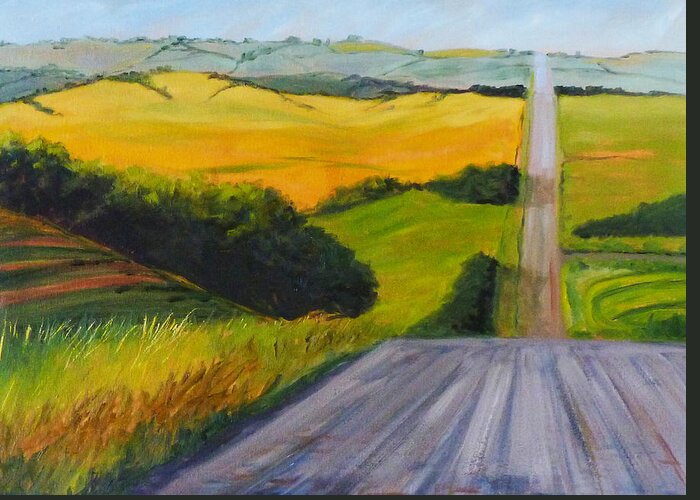 Oregon Greeting Card featuring the painting Country Road by Nancy Merkle