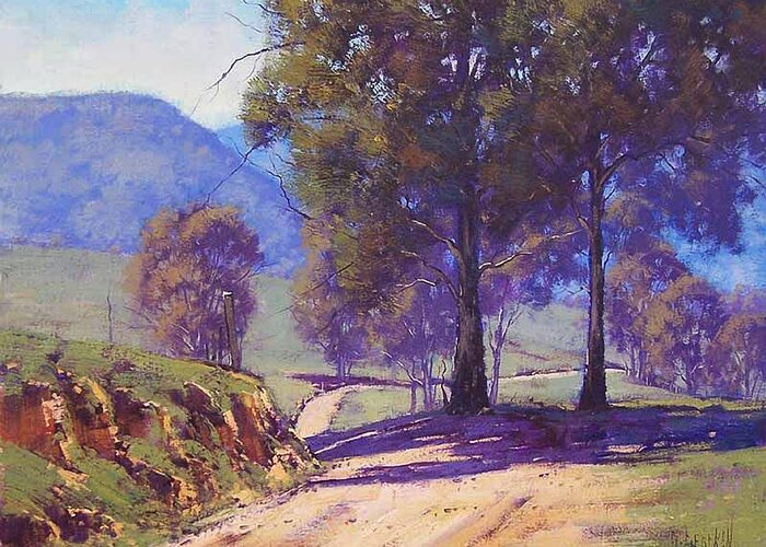 Rural Greeting Card featuring the painting Country Road Oberon by Graham Gercken