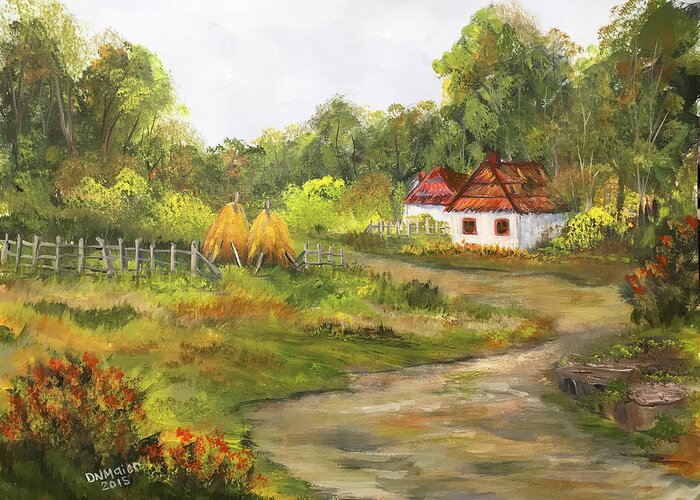 Village Paint Greeting Card featuring the painting Countryside Living by Dorothy Maier