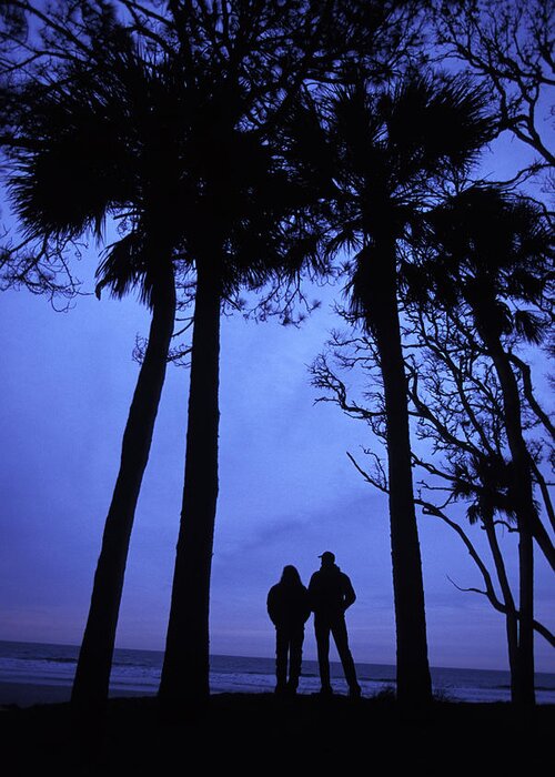 Beaufort Greeting Card featuring the photograph Couple Standing By Water by Corey Rich