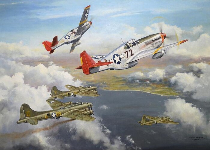 Aviation Art Greeting Card featuring the painting Courage has no Colour by Colin Parker