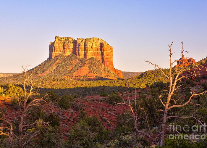 Courthouse Butte Greeting Card featuring the photograph Courthouse Butte at sunset Sedona Arizona by Ken Brown