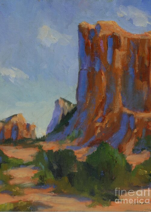 Arizona Greeting Card featuring the painting Courthouse Rock II by Maria Hunt