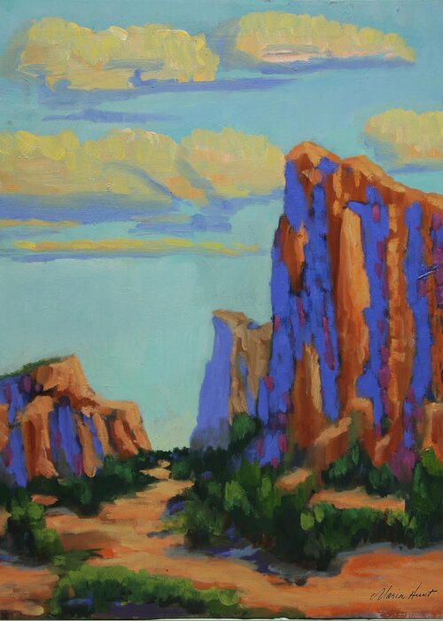 Sedona Greeting Card featuring the painting Courthouse Rock in Sedona by Maria Hunt