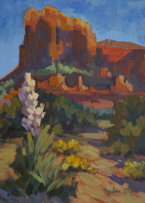 Courthouse Greeting Card featuring the painting Courthouse Rock Sedona by Diane McClary
