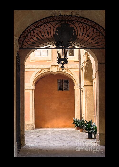 Italian Courtyard Greeting Card featuring the photograph Courtyard of Siena by Prints of Italy