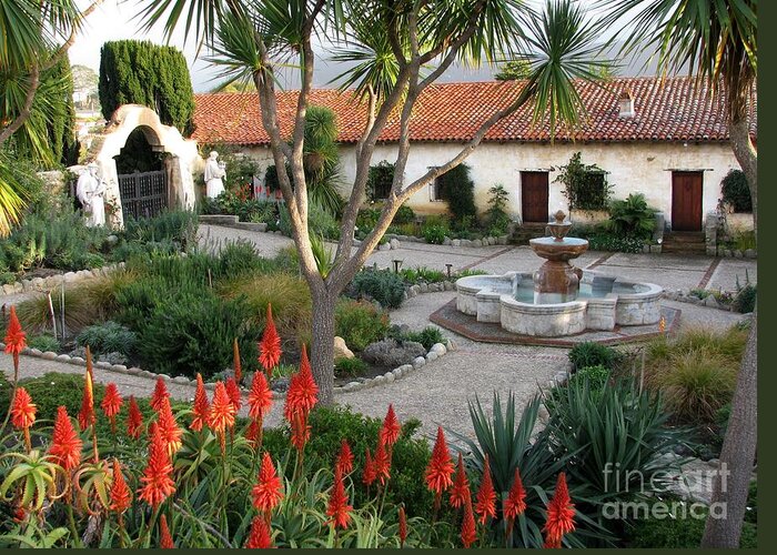 Carmel Greeting Card featuring the photograph Courtyard of the Carmel Mission by James B Toy