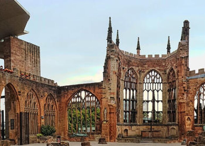 England Greeting Card featuring the photograph Coventry Cathedral Ruins Panorama by Dan McManus