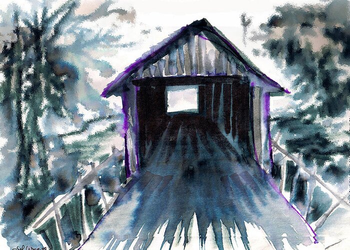 Old South Greeting Card featuring the digital art Covered Bridge by Seth Weaver