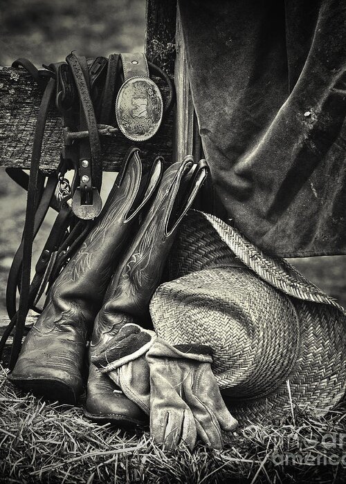 Tack Greeting Card featuring the photograph Cowboy's Gear by Jerry Fornarotto