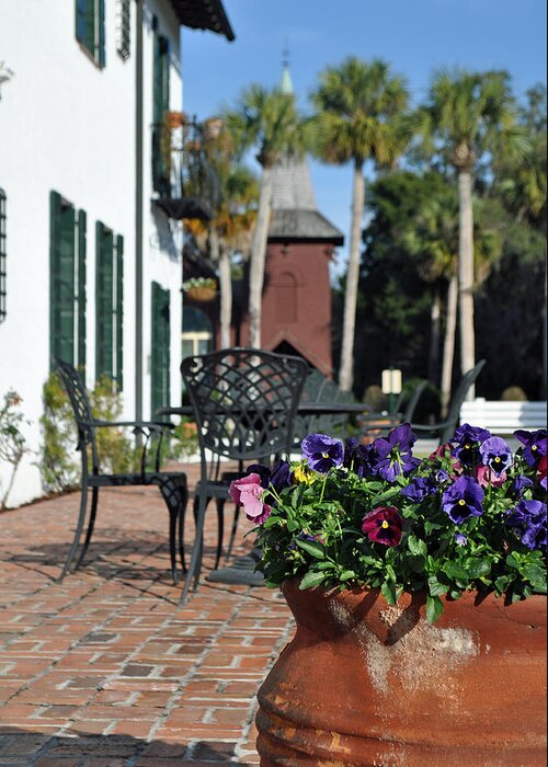 Jekyll Island Greeting Card featuring the photograph Crane Cottage Patio on Jekyll Island by Bruce Gourley