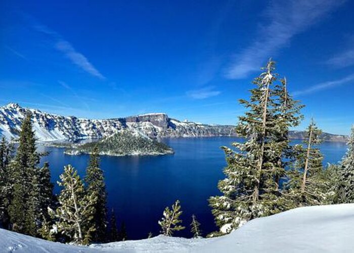 Photography Greeting Card featuring the photograph Crater Lake in Winter by Sean Griffin