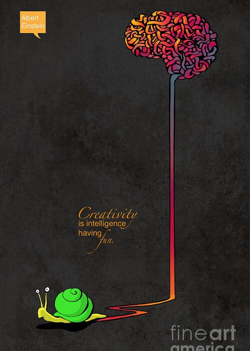 Minimalist Greeting Card featuring the painting Creativity is intelligence having fun by Sassan Filsoof