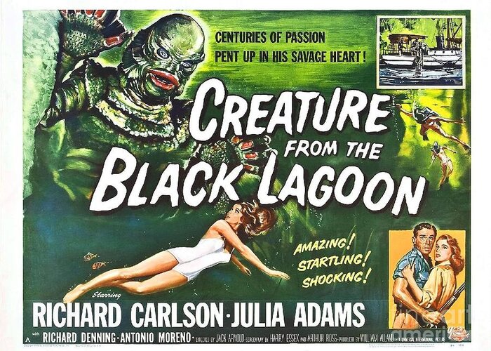 Vintage Greeting Card featuring the photograph Creature From The Black Lagoon by Action