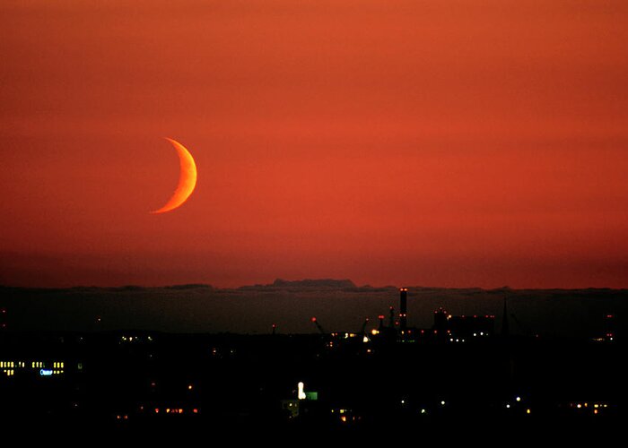 Moon Greeting Card featuring the photograph Crescent Moon by Pekka Parviainen/science Photo Library