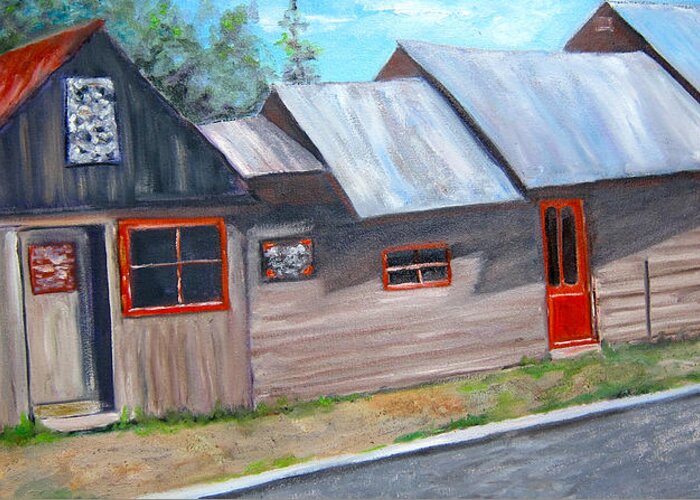 Scenic Crested Butte Greeting Card featuring the painting Crested Butte Alleyway by Kathryn Barry