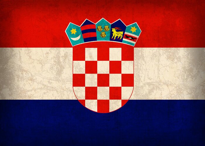 Croatia Greeting Card featuring the mixed media Croatia Flag Vintage Distressed Finish by Design Turnpike
