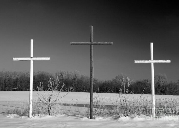 Religion Greeting Card featuring the photograph Crosses in Snow by Jim West