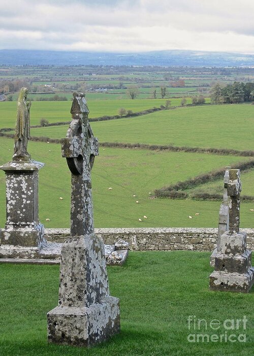 Cashel Ireland Celtic Cross Greeting Card featuring the photograph Crosses of Cashel by Suzanne Oesterling