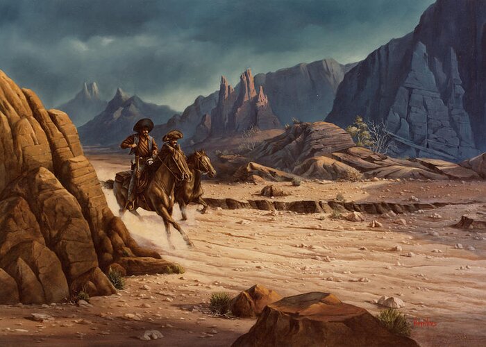 Michael Humphries Greeting Card featuring the painting Crossing The Border by Michael Humphries