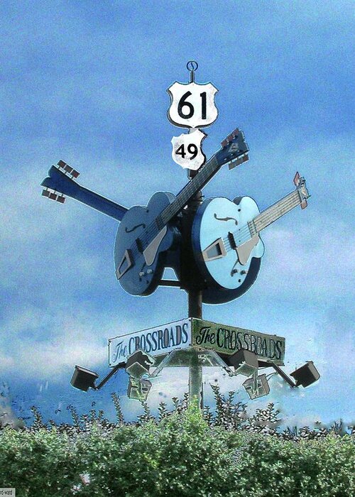 Blues Greeting Card featuring the photograph Crossroads in Clarksdale by Lizi Beard-Ward