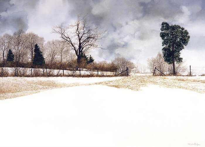 Landscape Greeting Card featuring the painting Crossroads by Tom Wooldridge