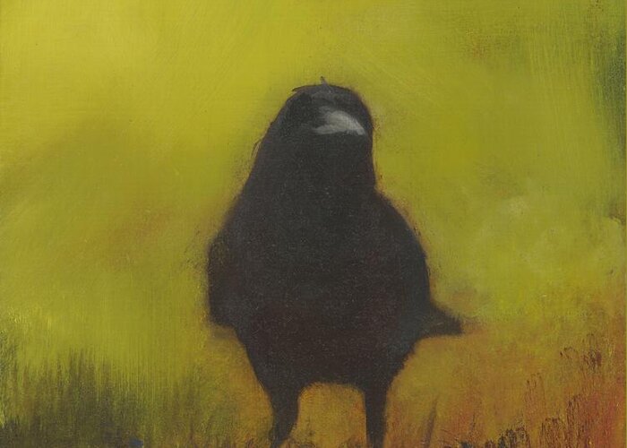 Crow Greeting Card featuring the painting Crow 13 by David Ladmore
