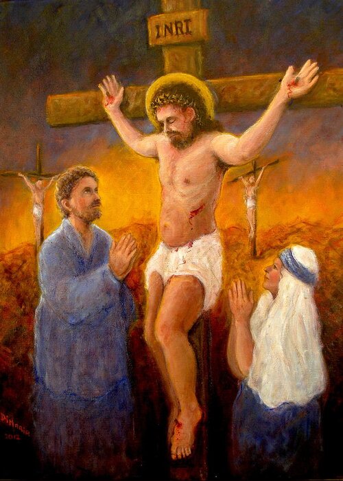 Realism Greeting Card featuring the painting Crucifixion by Donelli DiMaria