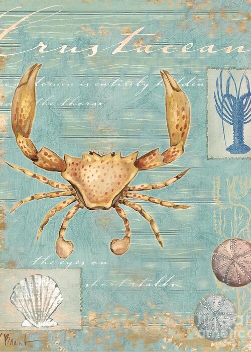 Crab Greeting Card featuring the painting Crustacean by Paul Brent