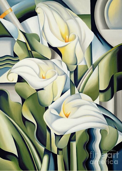 Cubist Greeting Card featuring the painting Cubist lilies by Catherine Abel