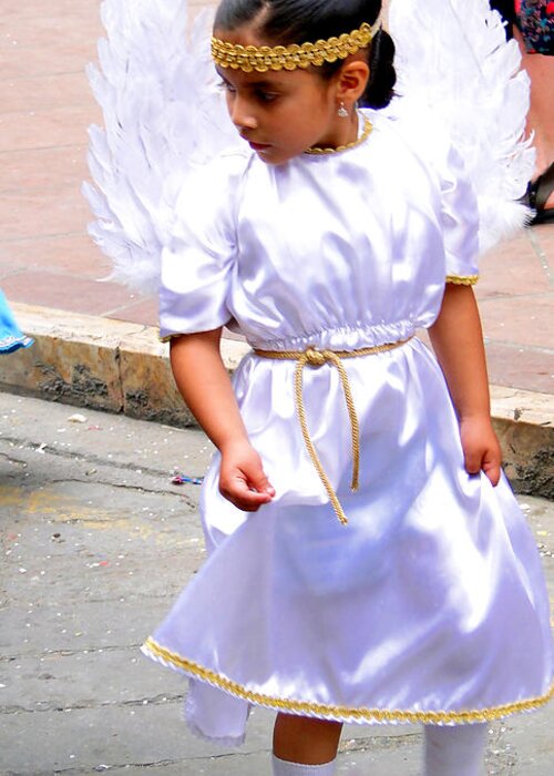 Girl Greeting Card featuring the photograph Cuenca Kids 230 by Al Bourassa