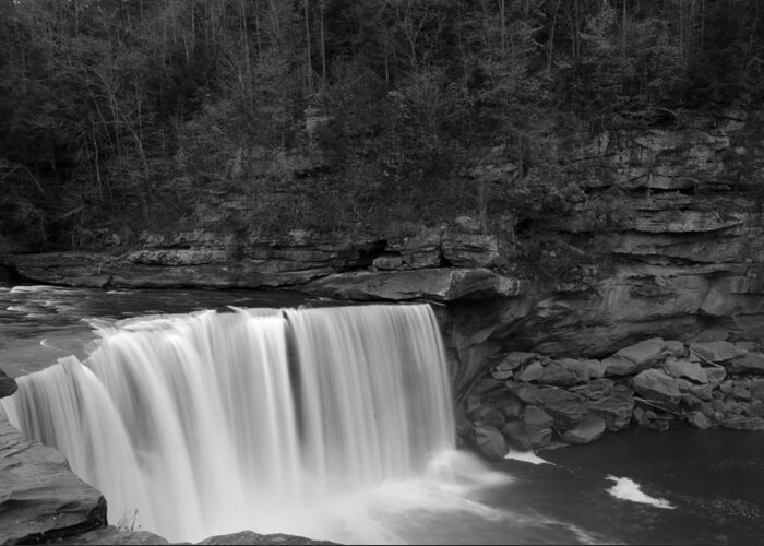 Waterfall Greeting Card featuring the photograph Cumberland Falls B/W by Mark Bowmer
